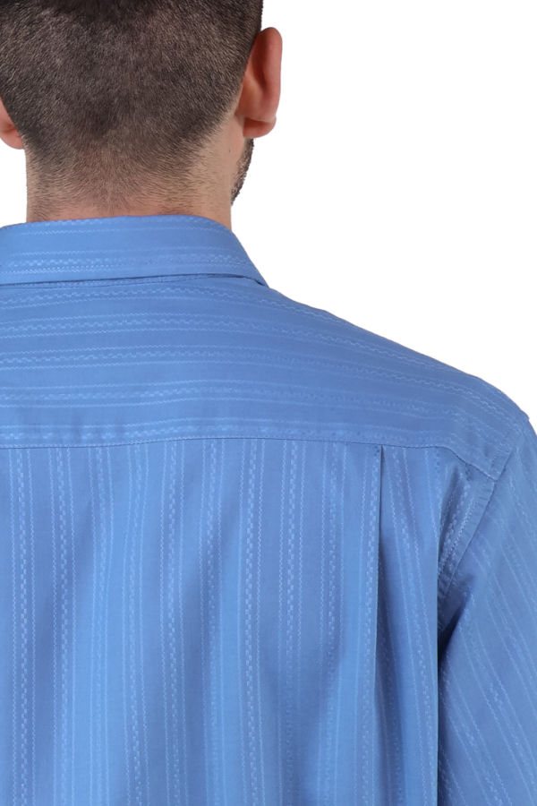 Camisa Guayabera Bordada Color Azul Corte Regular De Algodón Para Caballero